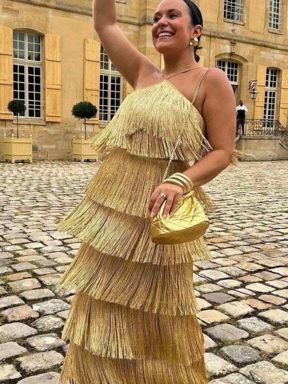 Show Me Your MuMu Gatsby Gold Fringe Maxi Dress - Picture 1 of 5